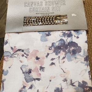 Beautiful new Canvas Shower Curtain with floral print sample edition